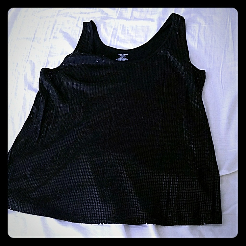 Plus size black sequin top